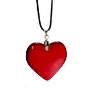 Retro Heart Shape Pu Leather Glass Women's Pendant Necklace sku image 1
