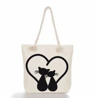 Women's Classic Style Cat Canvas Shopping Bags sku image 17