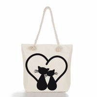 Women's Classic Style Cat Canvas Shopping Bags main image 4