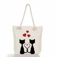 Women's Classic Style Cat Canvas Shopping Bags main image 6