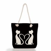 Women's Classic Style Cat Canvas Shopping Bags sku image 26