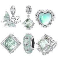 Sweet Square Heart Shape Butterfly Sterling Silver Inlay Rhinestones Pendants main image 1