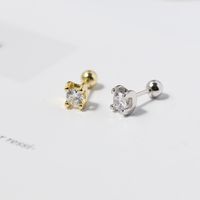1 Pair Simple Style Geometric Sterling Silver Plating Inlay Artificial Gemstones Ear Studs main image 1