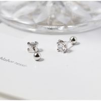 1 Pair Simple Style Geometric Sterling Silver Plating Inlay Artificial Gemstones Ear Studs sku image 2