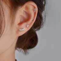 1 Pair Simple Style Geometric Cross Flower Sterling Silver Plating Inlay Artificial Gemstones Ear Studs main image 5