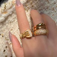 Casual Geometric Copper Plating Inlay Artificial Gemstones 18k Gold Plated Rings main image 1
