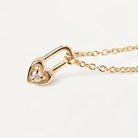 Commute Heart Shape Sterling Silver Plating Inlay Zircon Gold Plated Pendant Necklace main image 4
