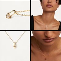 Commute Heart Shape Sterling Silver Plating Inlay Zircon Gold Plated Pendant Necklace main image 3