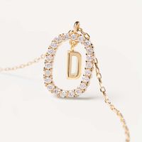 Simple Style Letter Sterling Silver Plating Inlay Zircon Gold Plated Pendant Necklace sku image 2