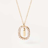 Simple Style Letter Sterling Silver Plating Inlay Zircon Gold Plated Pendant Necklace sku image 4