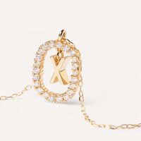 Simple Style Letter Sterling Silver Plating Inlay Zircon Gold Plated Pendant Necklace sku image 11