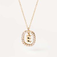 Simple Style Letter Sterling Silver Plating Inlay Zircon Gold Plated Pendant Necklace sku image 3
