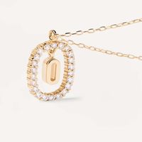 Simple Style Letter Sterling Silver Plating Inlay Zircon Gold Plated Pendant Necklace sku image 5