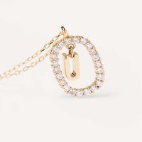 Simple Style Letter Sterling Silver Plating Inlay Zircon Gold Plated Pendant Necklace sku image 9