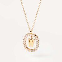 Simple Style Letter Sterling Silver Plating Inlay Zircon Gold Plated Pendant Necklace sku image 10