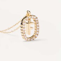Simple Style Letter Sterling Silver Plating Inlay Zircon Gold Plated Pendant Necklace main image 5