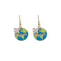 1 Pair Cartoon Style Earth Letter Airplane Enamel Alloy Drop Earrings main image 4