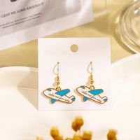 1 Pair Cartoon Style Earth Letter Airplane Enamel Alloy Drop Earrings main image 5