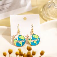 1 Pair Cartoon Style Earth Letter Airplane Enamel Alloy Drop Earrings main image 2