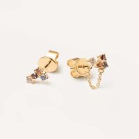 1 Pair Simple Style Multicolor Sterling Silver Plating Inlay Rhinestones 18k Gold Plated Earrings main image 5