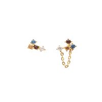 1 Pair Simple Style Multicolor Sterling Silver Plating Inlay Rhinestones 18k Gold Plated Earrings main image 4