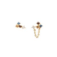 1 Paire Style Simple Multicolore Argent Sterling Placage Incruster Strass Plaqué Or 18k Des Boucles D'oreilles main image 4