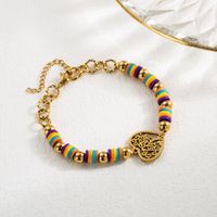 Wholesale Artistic Moon Tree Heart Shape Stainless Steel Soft Clay Gold Plated Diamond Bracelets main image 2