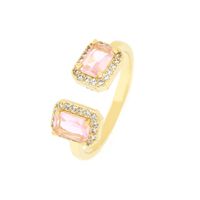 Copper 18K Gold Plated IG Style Sweet Commute Inlay Square Zircon Open Rings main image 7