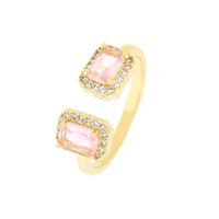 Le Cuivre Plaqué Or 18K Style IG Sucré Commuer Incruster Carré Zircon Anneau Ouvert sku image 3