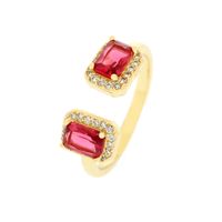Copper 18K Gold Plated IG Style Sweet Commute Inlay Square Zircon Open Rings main image 8