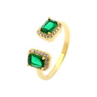Copper 18K Gold Plated IG Style Sweet Commute Inlay Square Zircon Open Rings main image 10