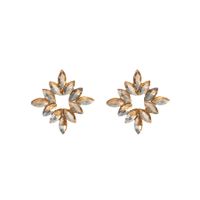 Wholesale Jewelry 1 Pair Baroque Style Flower Alloy Rhinestones Glass Gold Plated Ear Studs sku image 5