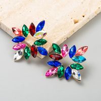 Wholesale Jewelry 1 Pair Baroque Style Flower Alloy Rhinestones Glass Gold Plated Ear Studs main image 10