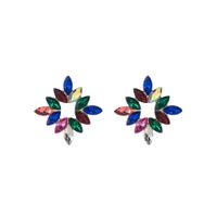 Wholesale Jewelry 1 Pair Baroque Style Flower Alloy Rhinestones Glass Gold Plated Ear Studs sku image 1