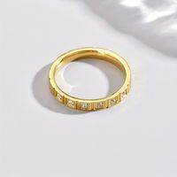 304 Stainless Steel 14K Gold Plated Retro Plating Inlay Square Zircon Rings main image 3
