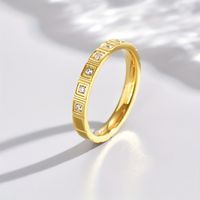 304 Stainless Steel 14K Gold Plated Retro Plating Inlay Square Zircon Rings main image 1