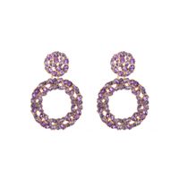 1 Pair Shiny Round Plating Inlay Alloy Rhinestones Glass Gold Plated Drop Earrings main image 3