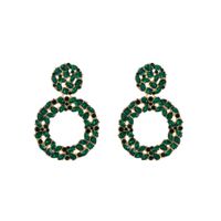 1 Pair Shiny Round Plating Inlay Alloy Rhinestones Glass Gold Plated Drop Earrings main image 5