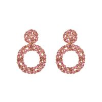 1 Pair Shiny Round Plating Inlay Alloy Rhinestones Glass Gold Plated Drop Earrings main image 6