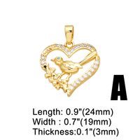 1 Piece Copper Zircon Heart Shape Snake Bird INS Style main image 4