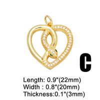 1 Piece Copper Zircon Heart Shape Snake Bird INS Style main image 3
