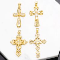 Ins Style Cross Copper Plating Inlay Zircon 18k Gold Plated Pendants Jewelry Accessories main image 1