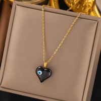 304 Stainless Steel 18K Gold Plated Artistic Enamel Plating Heart Shape Eye Earrings Necklace main image 5