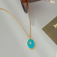 304 Stainless Steel 18K Gold Plated Retro Plating Inlay Oval Rectangle Artificial Rhinestones Resin Earrings Necklace main image 3