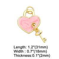 Artistic Heart Shape Key Lock Copper Enamel Plating Inlay Zircon 18k Gold Plated Pendants Jewelry Accessories sku image 2