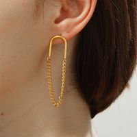 1 Pair Simple Style Tassel Solid Color Plating Chain 201 Stainless Steel 18K Gold Plated Drop Earrings main image 7