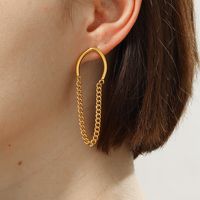 1 Pair Simple Style Tassel Solid Color Plating Chain 201 Stainless Steel 18K Gold Plated Drop Earrings main image 10