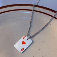 Hip-hop Poker Stainless Steel Plating Pendant Necklace 1 Piece sku image 2