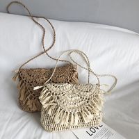 Women's Medium Straw Solid Color Basic Square Zipper Crossbody Bag main image 1