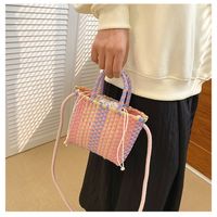 Women's Small All Seasons Plastic Color Block Vacation Square String Handbag sku image 1